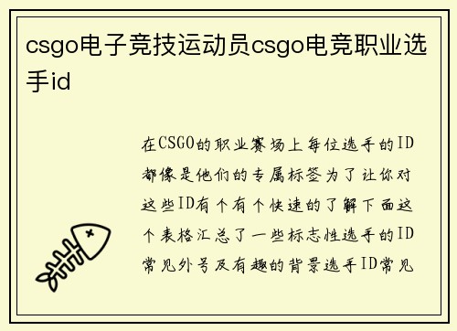 csgo电子竞技运动员csgo电竞职业选手id